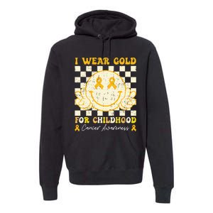 I Wear Gold For Childhood Cancer Awareness Smile Face Premium Hoodie