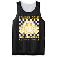 I Wear Gold For Childhood Cancer Awareness Smile Face Mesh Reversible Basketball Jersey Tank