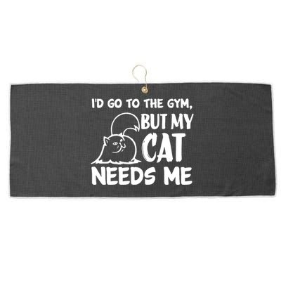 I Would Go To The Gym But My Cat Needs Me Cat Large Microfiber Waffle Golf Towel