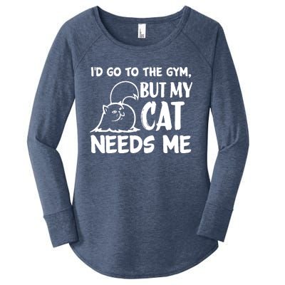 I Would Go To The Gym But My Cat Needs Me Cat Women's Perfect Tri Tunic Long Sleeve Shirt