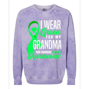 I Wear Green For My Grandma Nonmeaningful Gifthodgkin Lymphoma Awareness Cute Gi Colorblast Crewneck Sweatshirt