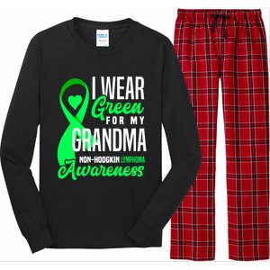 I Wear Green For My Grandma Nonmeaningful Gifthodgkin Lymphoma Awareness Cute Gi Long Sleeve Pajama Set