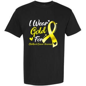 I Wear Gold For Childhood Cancer Awareness Garment-Dyed Heavyweight T-Shirt