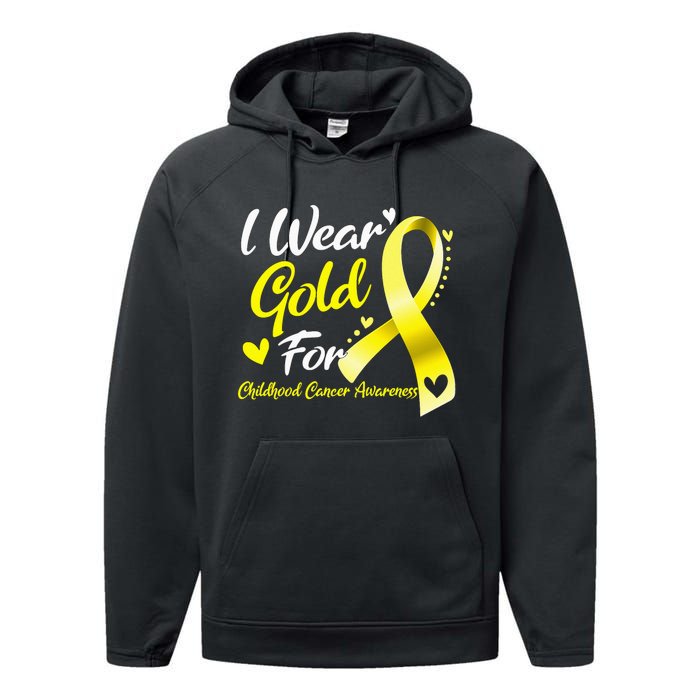 I Wear Gold For Childhood Cancer Awareness Performance Fleece Hoodie