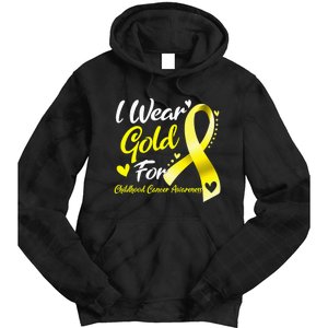 I Wear Gold For Childhood Cancer Awareness Tie Dye Hoodie