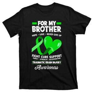 I Wear Green For My Brother TBI Brain Injury Awareness T-Shirt