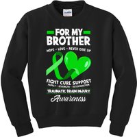 I Wear Green For My Brother TBI Brain Injury Awareness Kids Sweatshirt