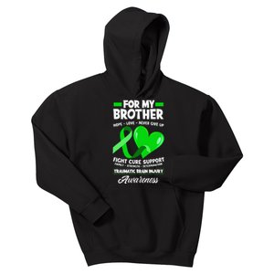 I Wear Green For My Brother TBI Brain Injury Awareness Kids Hoodie