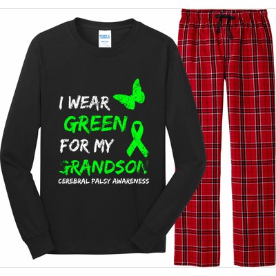 I Wear Green For My Grandson Cerebral Palsy Ribbon Gift Long Sleeve Pajama Set