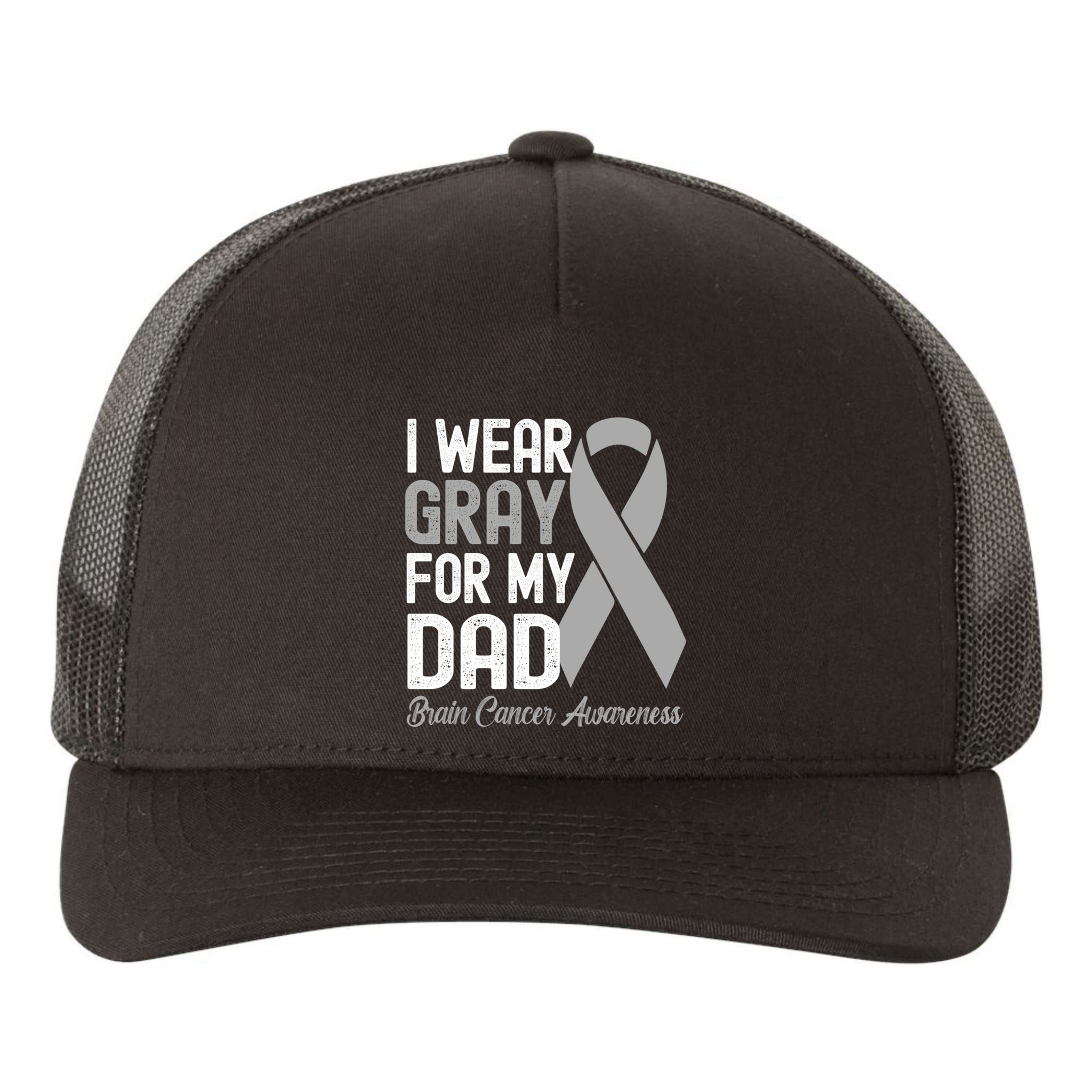 I Wear Gray For My Dad Brain Cancer Awareness Gift Yupoong Adult 5-Panel Trucker Hat