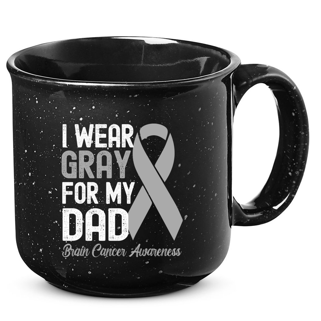 I Wear Gray For My Dad Brain Cancer Awareness Gift 15oz Campfire Ceramic Mug