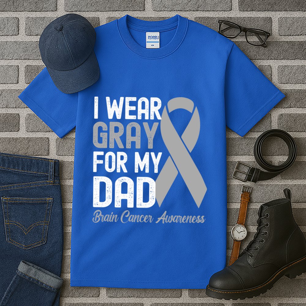 I Wear Gray For My Dad Brain Cancer Awareness Gift Tall T-Shirt
