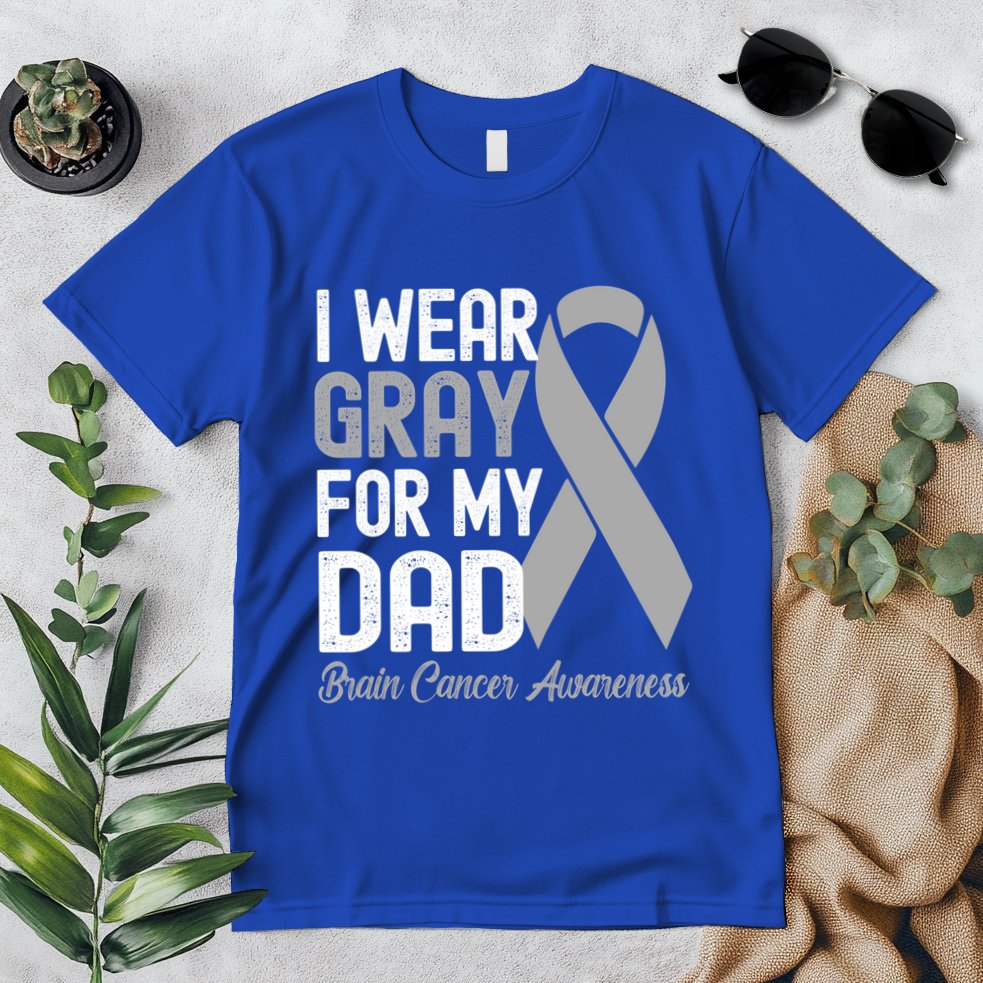 I Wear Gray For My Dad Brain Cancer Awareness Gift Premium T-Shirt