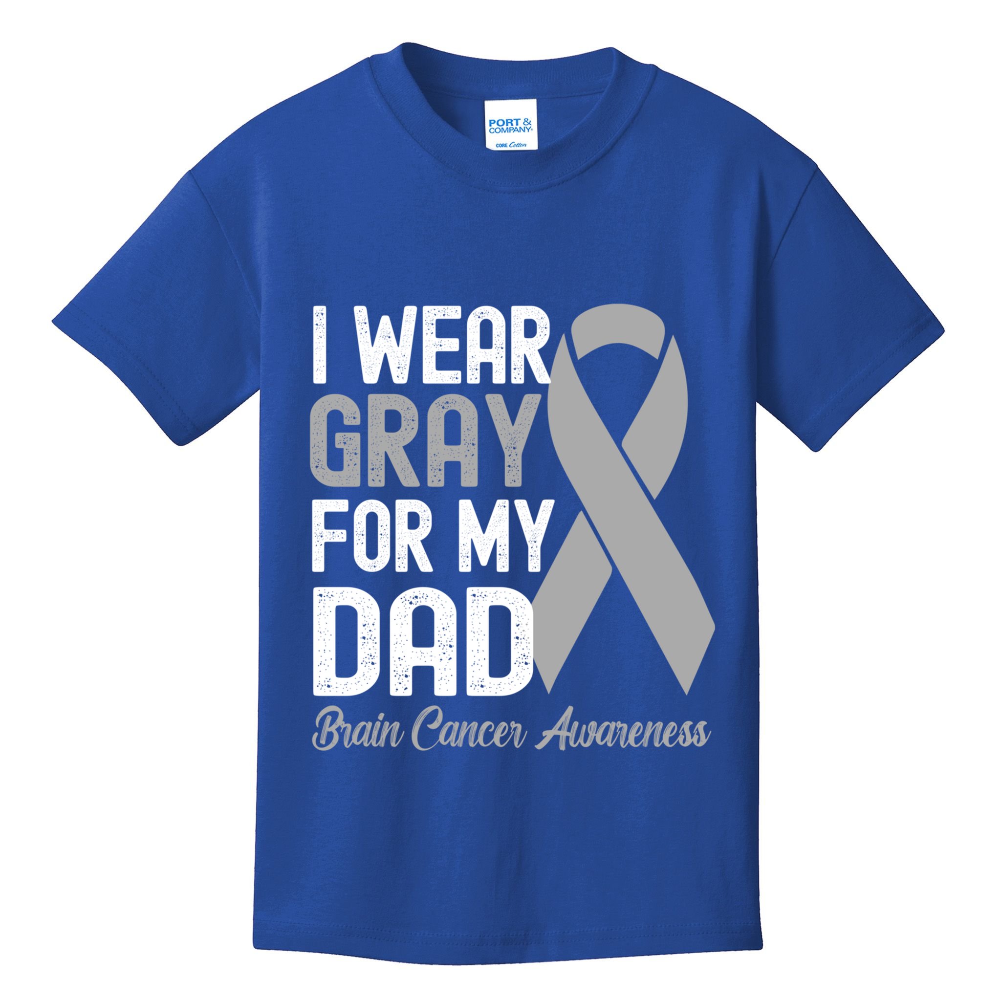 I Wear Gray For My Dad Brain Cancer Awareness Gift Kids T-Shirt