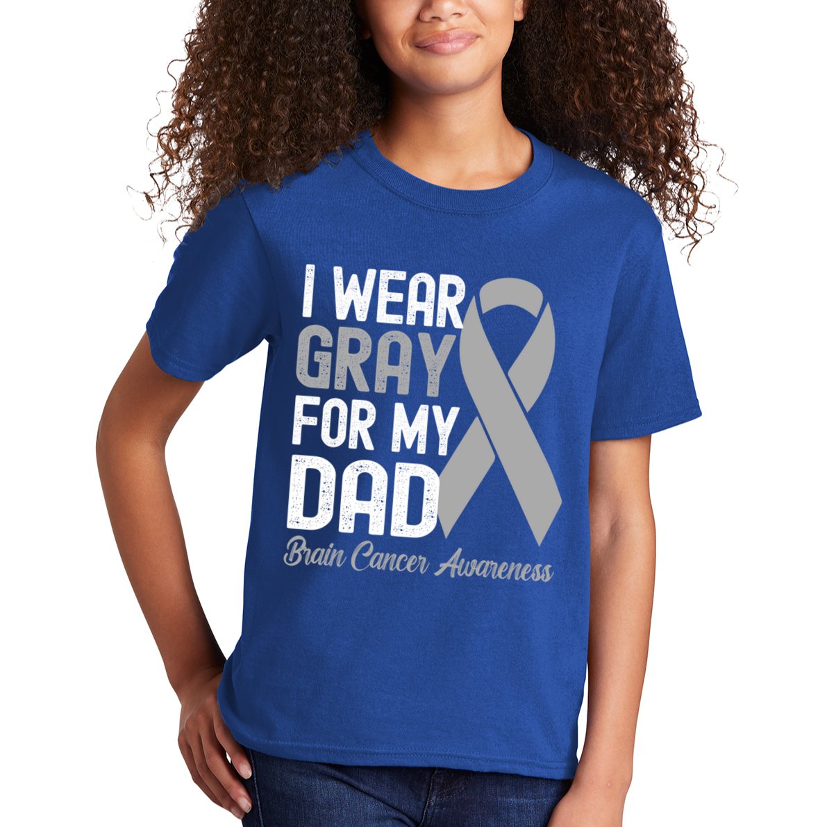 I Wear Gray For My Dad Brain Cancer Awareness Gift Kids T-Shirt