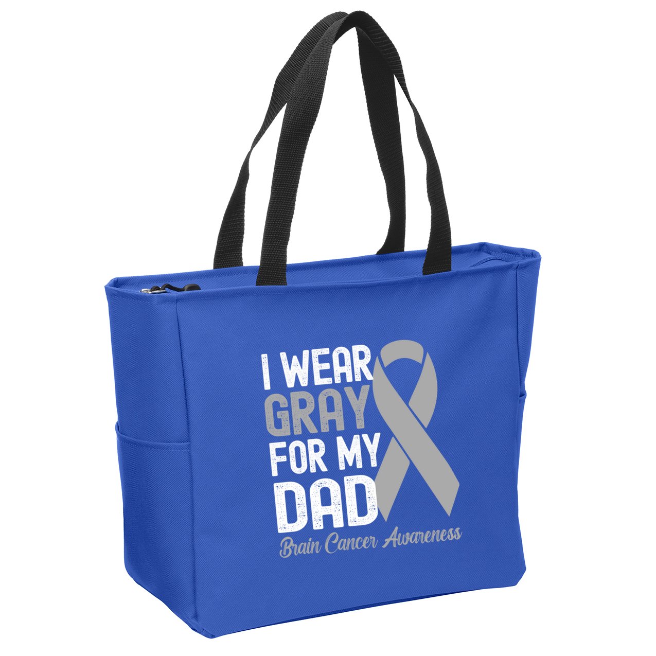I Wear Gray For My Dad Brain Cancer Awareness Gift Zip Tote Bag
