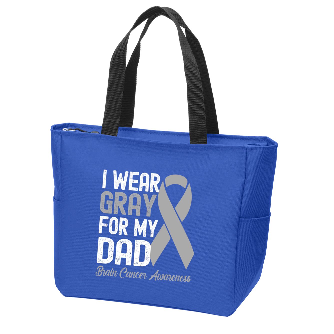 I Wear Gray For My Dad Brain Cancer Awareness Gift Zip Tote Bag