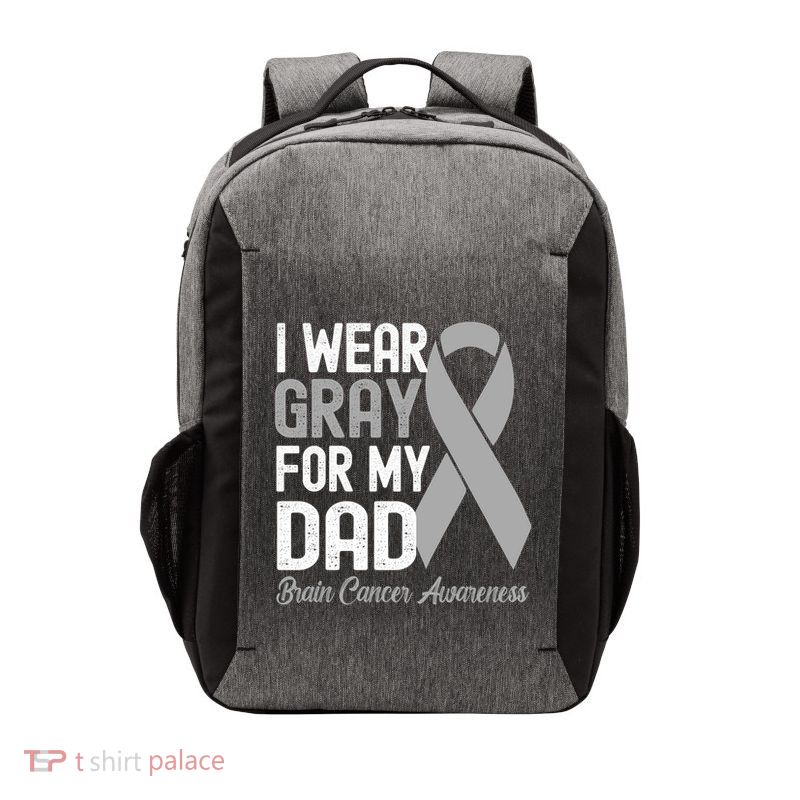 I Wear Gray For My Dad Brain Cancer Awareness Gift Vector Backpack