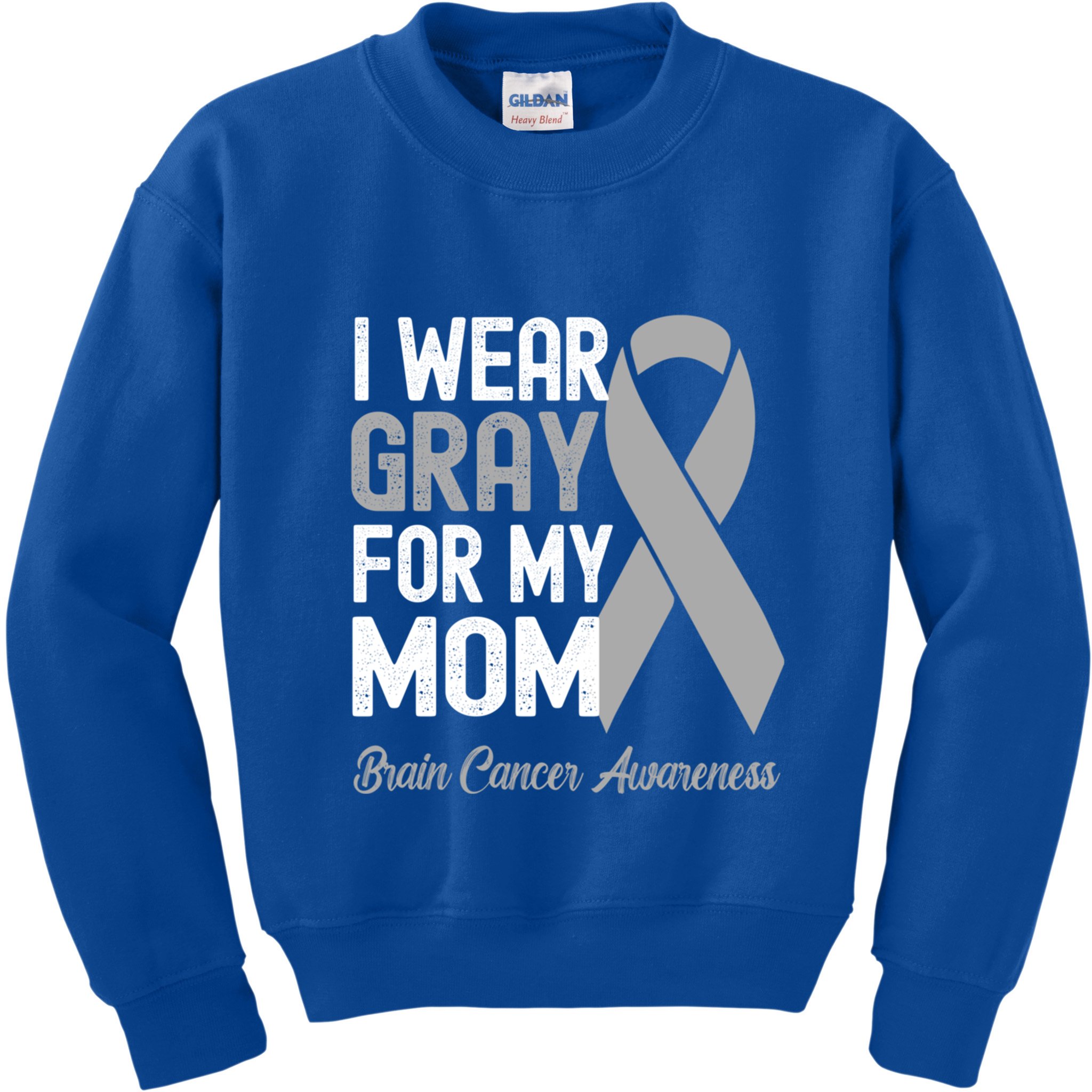 I Wear Gray For My Mom Brain Cancer Awareness Cool Gift Kids Sweatshirt