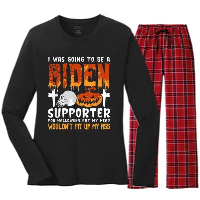 I Was Going To Be A Biden Supporter For Halloween Women's Long Sleeve Flannel Pajama Set 