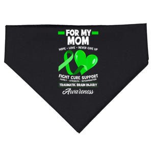 I Wear Green For My Mom Mother TBI Brain Injury Awareness USA-Made Doggie Bandana