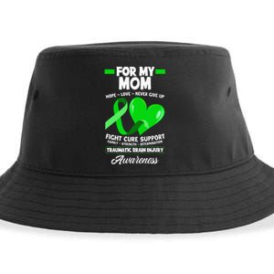 I Wear Green For My Mom Mother TBI Brain Injury Awareness Sustainable Bucket Hat