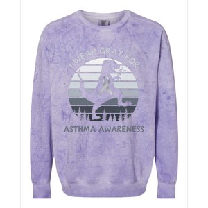 I Wear Gray For Asthma Awareness Trex Retro Sunset Colorblast Crewneck Sweatshirt