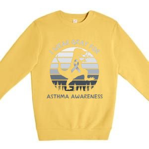 I Wear Gray For Asthma Awareness Trex Retro Sunset Premium Crewneck Sweatshirt