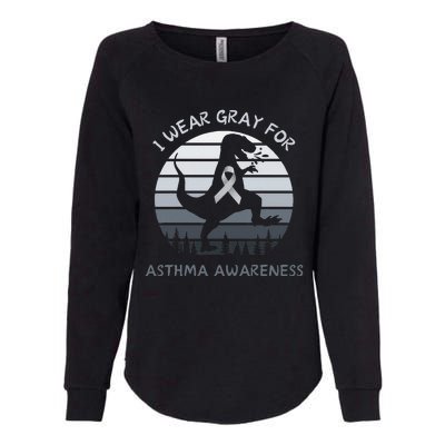 I Wear Gray For Asthma Awareness Trex Retro Sunset Womens California Wash Sweatshirt