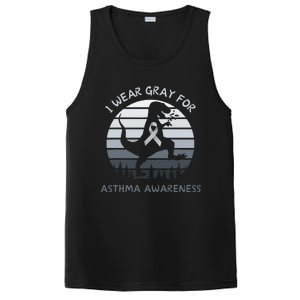 I Wear Gray For Asthma Awareness Trex Retro Sunset PosiCharge Competitor Tank