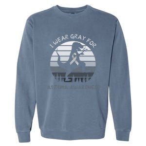 I Wear Gray For Asthma Awareness Trex Retro Sunset Garment-Dyed Sweatshirt