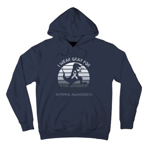 I Wear Gray For Asthma Awareness Trex Retro Sunset Hoodie