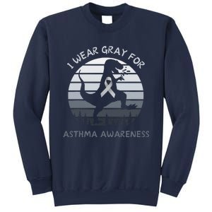 I Wear Gray For Asthma Awareness Trex Retro Sunset Sweatshirt