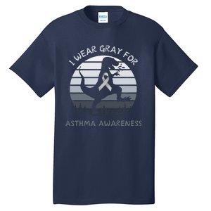 I Wear Gray For Asthma Awareness Trex Retro Sunset Tall T-Shirt