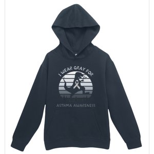 I Wear Gray For Asthma Awareness Trex Retro Sunset Urban Pullover Hoodie