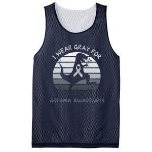 I Wear Gray For Asthma Awareness Trex Retro Sunset Mesh Reversible Basketball Jersey Tank