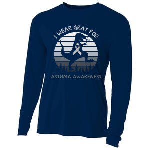 I Wear Gray For Asthma Awareness Trex Retro Sunset Cooling Performance Long Sleeve Crew