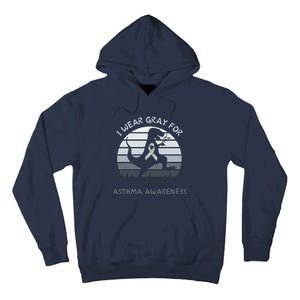 I Wear Gray For Asthma Awareness Trex Retro Sunset Tall Hoodie