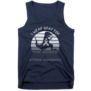 I Wear Gray For Asthma Awareness Trex Retro Sunset Tank Top