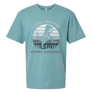 I Wear Gray For Asthma Awareness Trex Retro Sunset Sueded Cloud Jersey T-Shirt