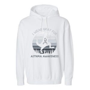 I Wear Gray For Asthma Awareness Trex Retro Sunset Garment-Dyed Fleece Hoodie