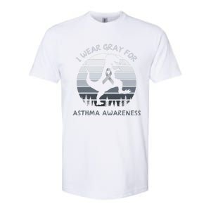 I Wear Gray For Asthma Awareness Trex Retro Sunset Softstyle CVC T-Shirt