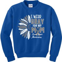 I Wear Gray For My Mom Brain Tumor Awareness Ribbon Sunflowe Cute Gift Kids Sweatshirt