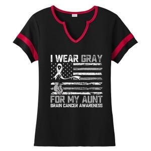 I Wear Gray For My Aunt Brain Cancer Awareness Month Ladies Halftime Notch Neck Tee