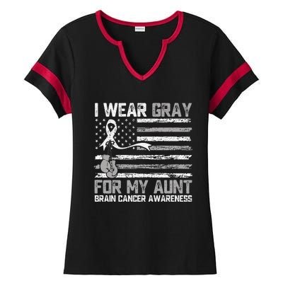 I Wear Gray For My Aunt Brain Cancer Awareness Month Ladies Halftime Notch Neck Tee