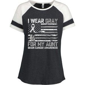 I Wear Gray For My Aunt Brain Cancer Awareness Month Enza Ladies Jersey Colorblock Tee