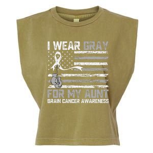 I Wear Gray For My Aunt Brain Cancer Awareness Month Garment-Dyed Women's Muscle Tee