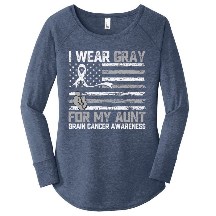 I Wear Gray For My Aunt Brain Cancer Awareness Month Women's Perfect Tri Tunic Long Sleeve Shirt