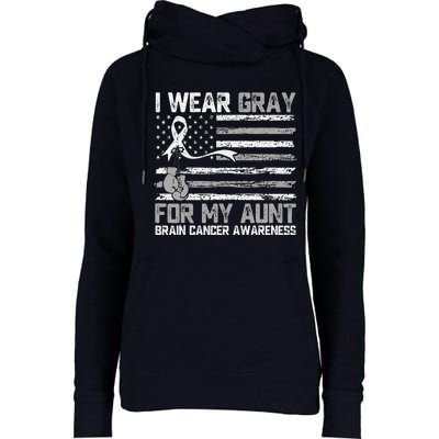 I Wear Gray For My Aunt Brain Cancer Awareness Month Womens Funnel Neck Pullover Hood