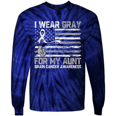 I Wear Gray For My Aunt Brain Cancer Awareness Month Tie-Dye Long Sleeve Shirt